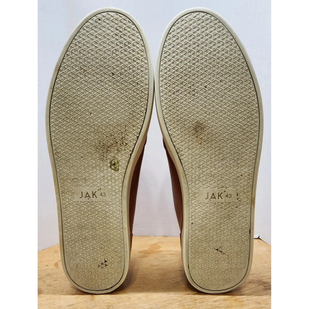JAK Nova Tan Leather Low Top Sneakers Mens 43 Brown Made in Portugal